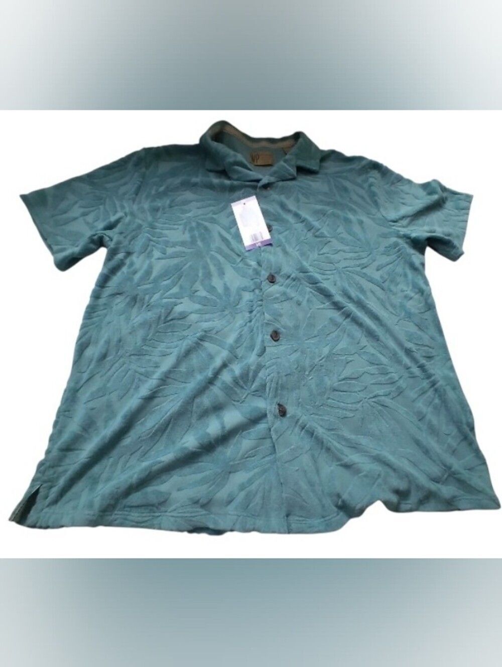 WP Weatherproof Men’s Aqua Short-Sleeve Button-Up Shirt TEXTURED  NEW XXL Terry
